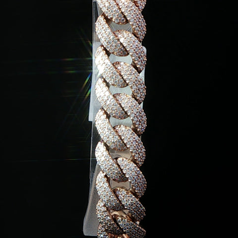 10K Rose Gold Diamond Cuban Bracelet