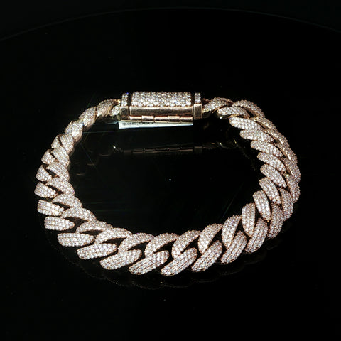 10K Rose Gold Diamond Cuban Bracelet