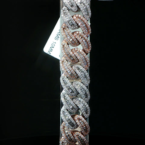 10K Two-Tone Rose & White Gold Cuban Bracelet