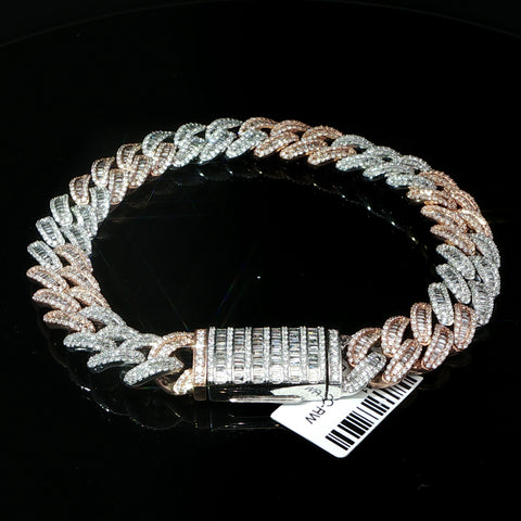 10K Two-Tone Rose & White Gold Cuban Bracelet