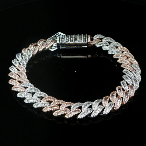 10K Two-Tone Rose & White Gold Cuban Bracelet