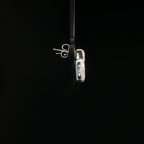 18K White Gold Pave Diamond Cushion Earrings