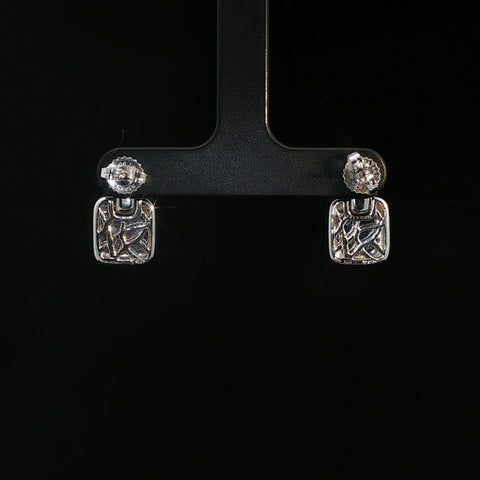 18K White Gold Pave Diamond Cushion Earrings