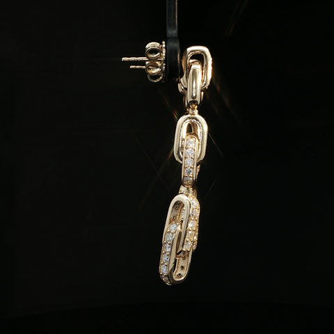 14K Yellow Gold Diamond Link Earrings