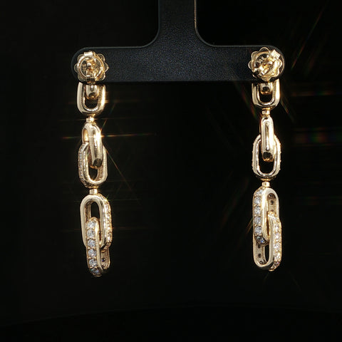 14K Yellow Gold Diamond Link Earrings
