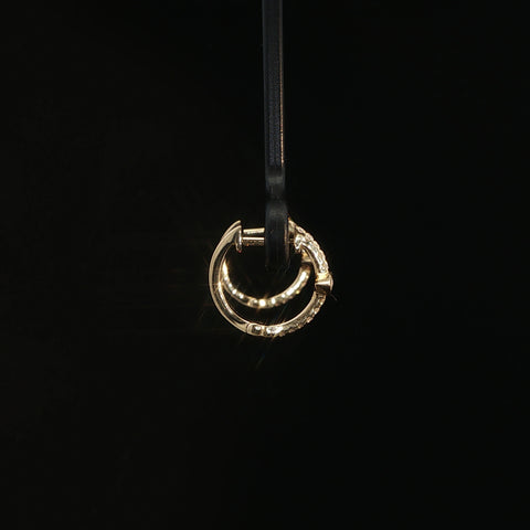 18K Yellow Gold Marquise Diamond Huggie Hoop Earring