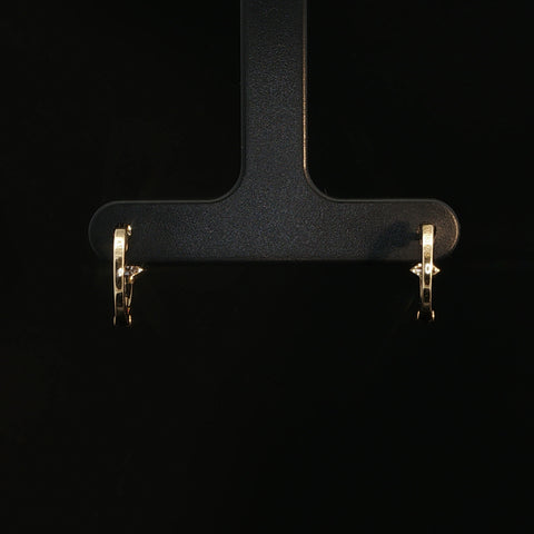 18K Yellow Gold Marquise Diamond Huggie Hoop Earring