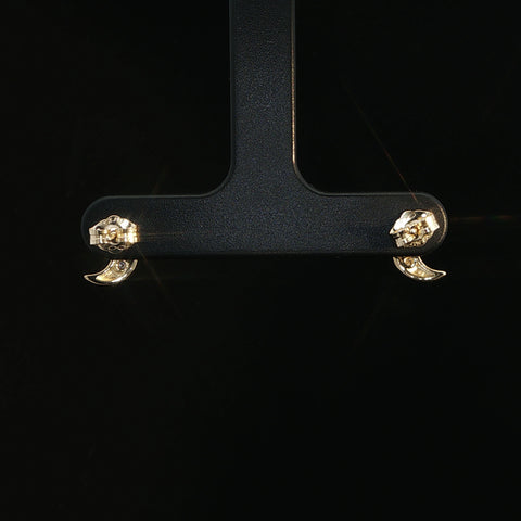 10K Yellow Gold Diamond Moon Earrings