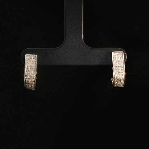 10K Yellow Gold Princess Diamond Huggie Earrings