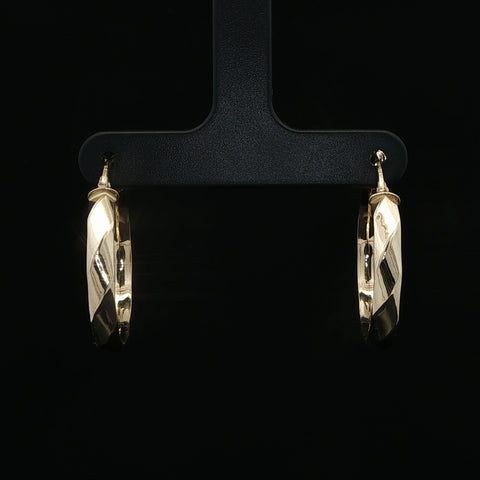 14K Yellow Gold Geometric Hoop Earring