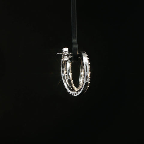 10K White Gold Diamond Front Hoop Earrings