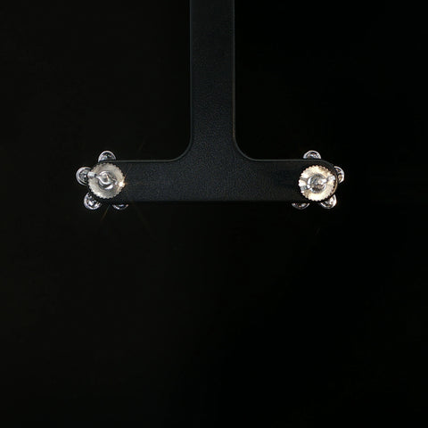 10K White Gold Diamond Flower Cluster Stud Earrings