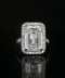10K White Gold Emerald Cut Diamond Halo Engagement Ring