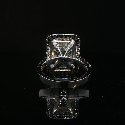 10K White Gold Emerald Cut Diamond Halo Engagement Ring