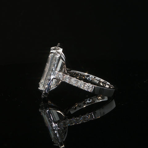10K White Gold Emerald Cut Diamond Halo Engagement Ring
