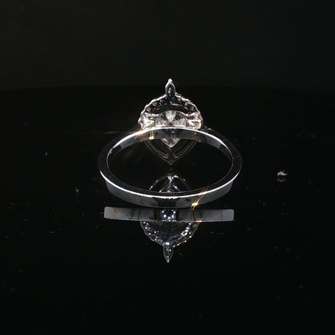 10K White Gold Pear Cut Diamond Half Halo Engagement Ring