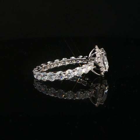 14K White Gold Cushion Cut Diamond Halo Engagement Ring
