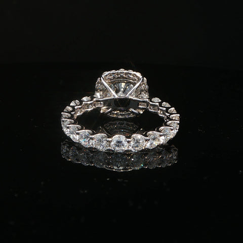 14K White Gold Cushion Cut Diamond Halo Engagement Ring