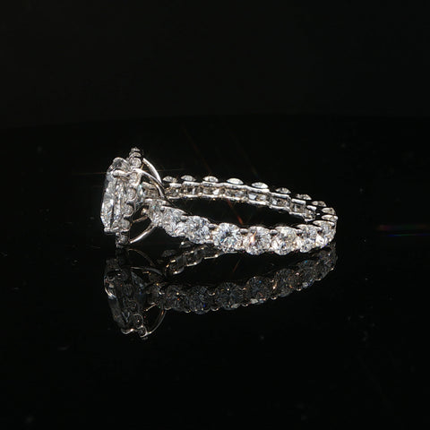 14K White Gold Cushion Cut Diamond Halo Engagement Ring