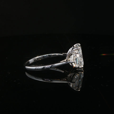 14K White Gold Trilogy Cushion Cut Diamond Engagement Ring