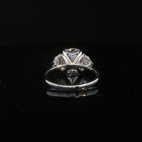 14K White Gold Trilogy Cushion Cut Diamond Engagement Ring