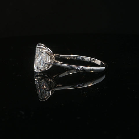 14K White Gold Trilogy Cushion Cut Diamond Engagement Ring