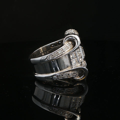 18K White Gold Diamond Bow Cocktail Ring