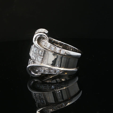 18K White Gold Diamond Bow Cocktail Ring