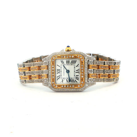Custom Iced Out Two-Tone Yellow Gold Vermeil Cartier Panthere Small