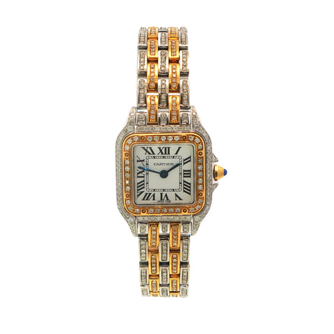 Custom Iced Out Two-Tone Yellow Gold Vermeil Cartier Panthere Small