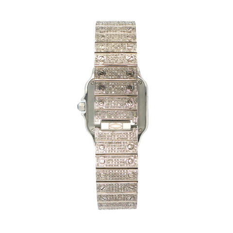 Custom Iced Out Stainless Steel Cartier Santos Small
