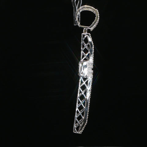 White Gold Multi-Row Diamond Cross Pendant