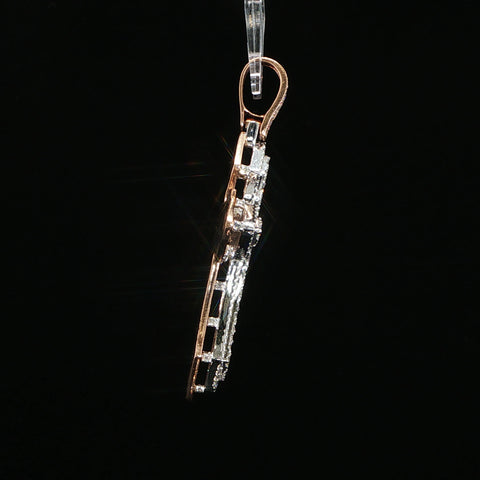14K White & Rose Gold Natural Diamond Cross Pendant