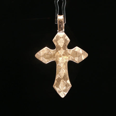 14K White & Rose Gold Natural Diamond Cross Pendant