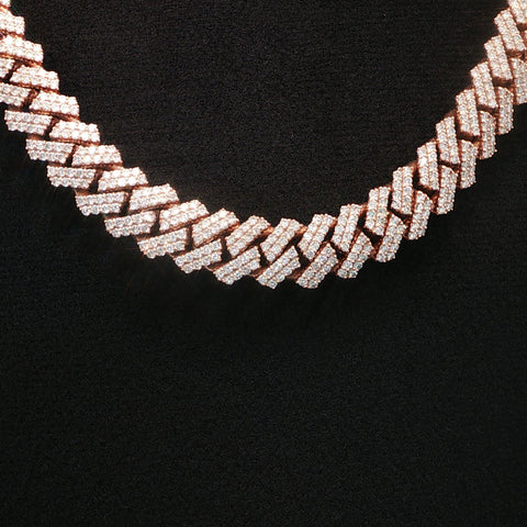 10K Rose Gold Diamond Monaco Cuban Chain