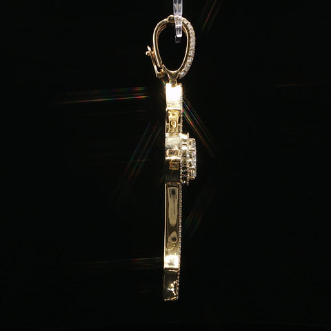 10K Yellow Gold Heart Diamond Cross Pendant
