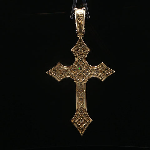 10K Yellow Gold Heart Diamond Cross Pendant