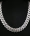 10K White Gold Diamond Monaco Cuban Chain w/ Large Curved Coffin Lock