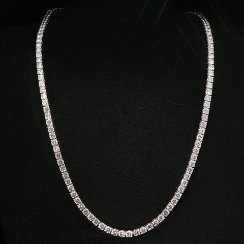 10K White Gold 15 PTR Diamond Tennis Chain