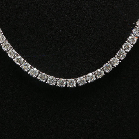 10K White Gold 15 PTR Diamond Tennis Chain