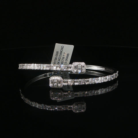 10K White Gold  Diamond Stacking Square Bangle