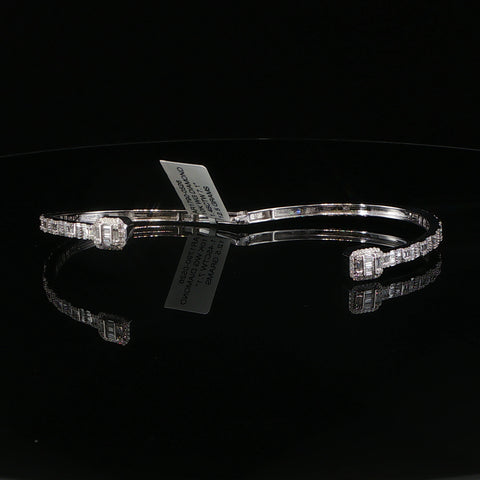 10K White Gold  Diamond Stacking Square Bangle