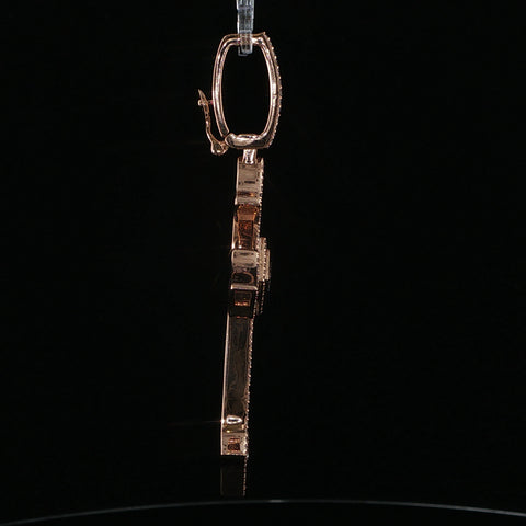 10K Rose Gold Diamond Ornate Cross Pendant