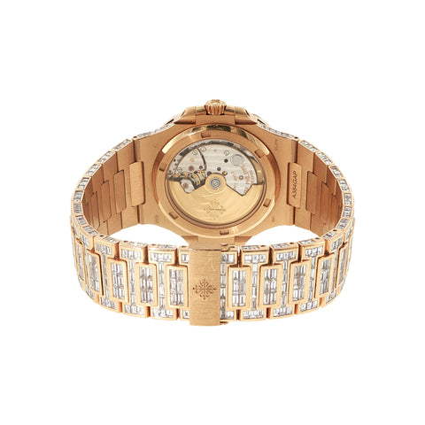 Custom Rose Gold Diamond Iced Out Patek Phillipe Nautilus