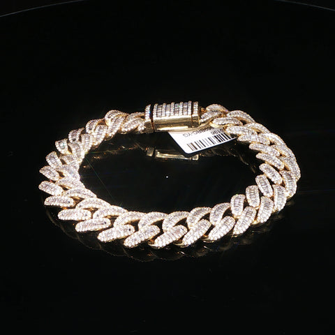 10K Yellow Gold Diamond Cuban Bracelet