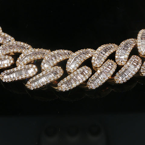 10K Yellow Gold Diamond Cuban Bracelet