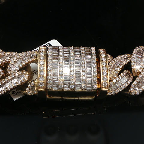10K Yellow Gold Diamond Cuban Bracelet