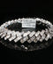 10K white gold curved Monaco Cuban bracelet with natural round and baguette diamonds