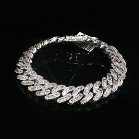 10K White Gold Diamond Cuban Bracelet