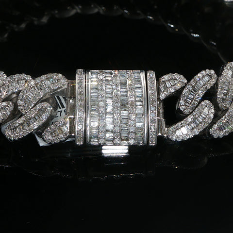 10K White Gold Diamond Cuban Bracelet